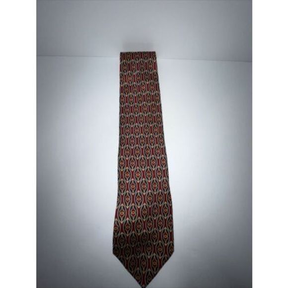 Paolo Gucci Men's Classic Silk Neck Tie Italian Designer Vintage Red Equestrian - Picture 1 of 4